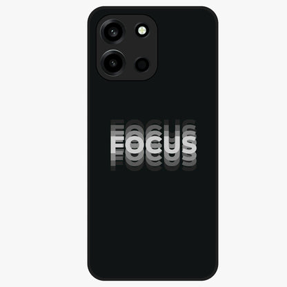 Focused Blade Discipline Glass Case showing flat back view with warrior sword themed artwork and glossy glass finish.