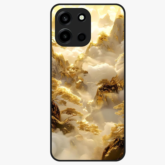 Gates Of Illumination Glass Case showing flat back view with mystical illuminated gate artwork and glossy glass finish.
