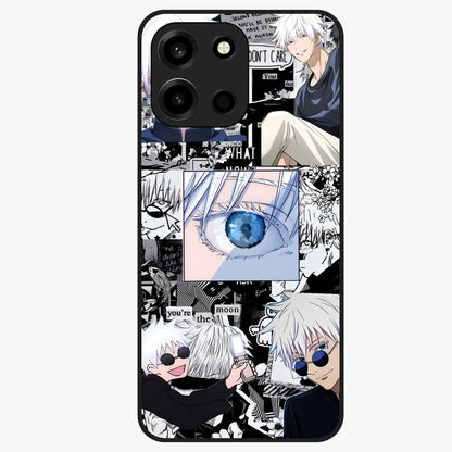 Infinity Sorcerer Chaos Glass Case showing flat back view with mystical sorcerer themed artwork and glossy glass finish.