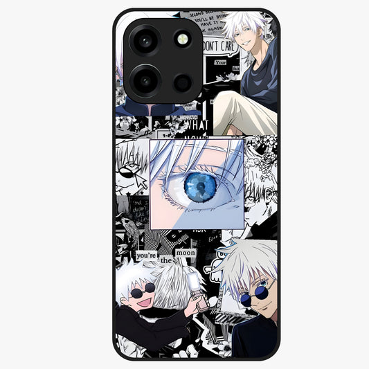 Infinity Sorcerer Chaos Glass Case showing flat back view with mystical sorcerer themed artwork and glossy glass finish.