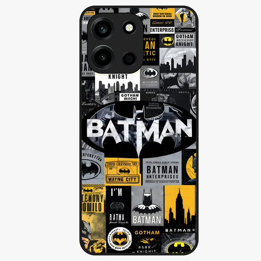 Knight Gotham Rise Glass Case showing flat back view with dark hero inspired artwork and glossy glass finish.