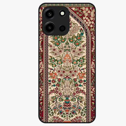 Persian Inspired Glass Case showing flat back view with ornate Persian style pattern artwork and glossy glass finish.