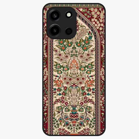 Persian Inspired Glass Case showing flat back view with ornate Persian style pattern artwork and glossy glass finish.