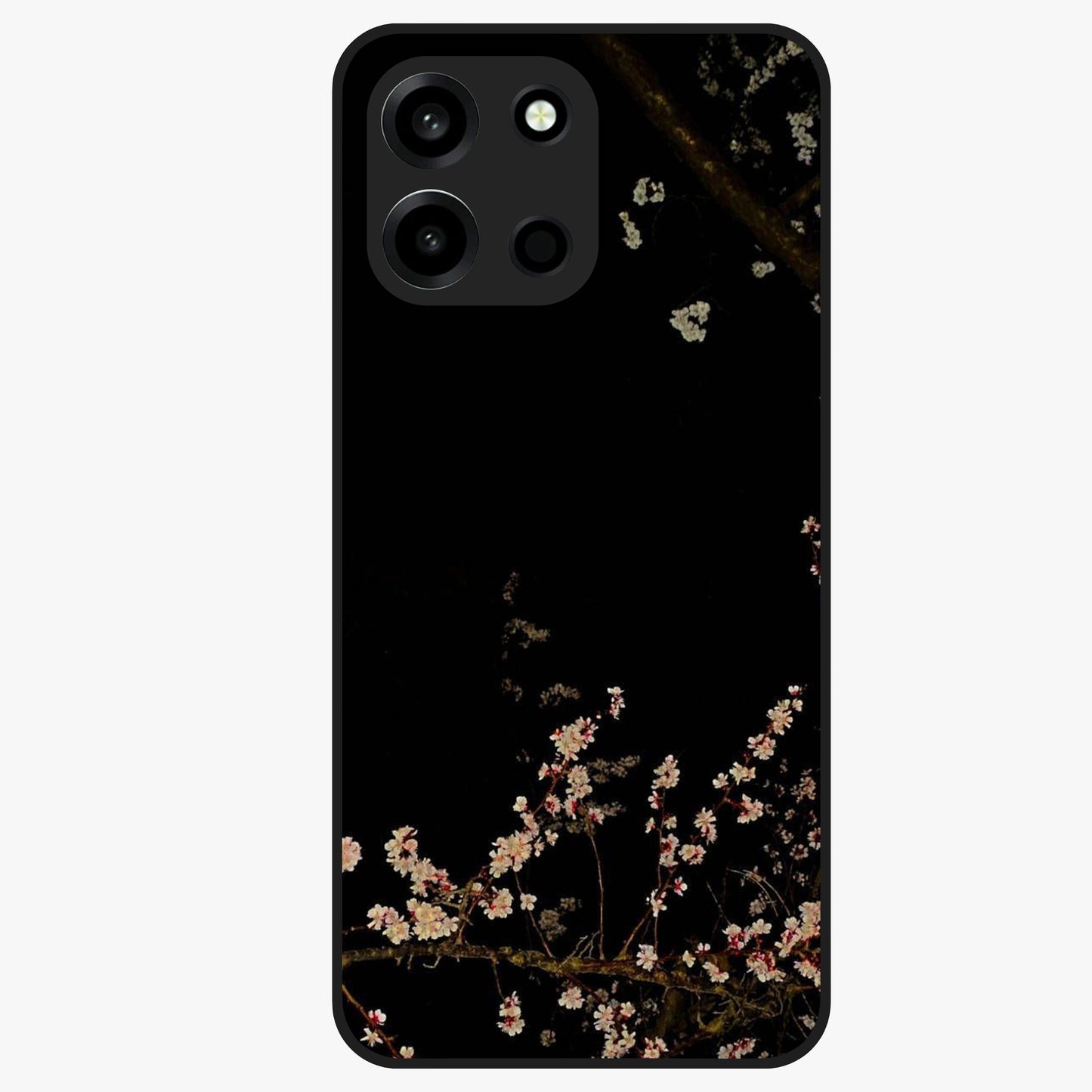 Petal Moon Light With Custom Name Glass Case showing flat back view with floral moonlight artwork and personalized name design.