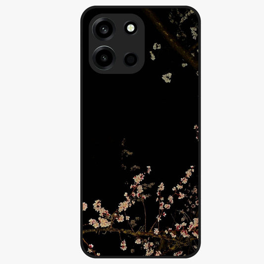 Petal Moon Light With Custom Name Glass Case showing flat back view with floral moonlight artwork and personalized name design.