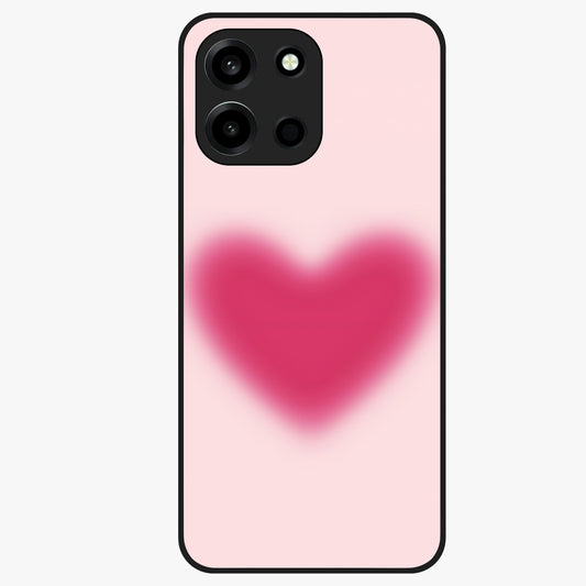 Pink Aura Heart Glass Case showing flat back view with glowing heart artwork and glossy glass finish.
