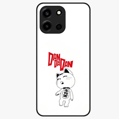 Playful Spirit Charm Glass Case showing flat back view with cheerful charm themed artwork and glossy glass finish.