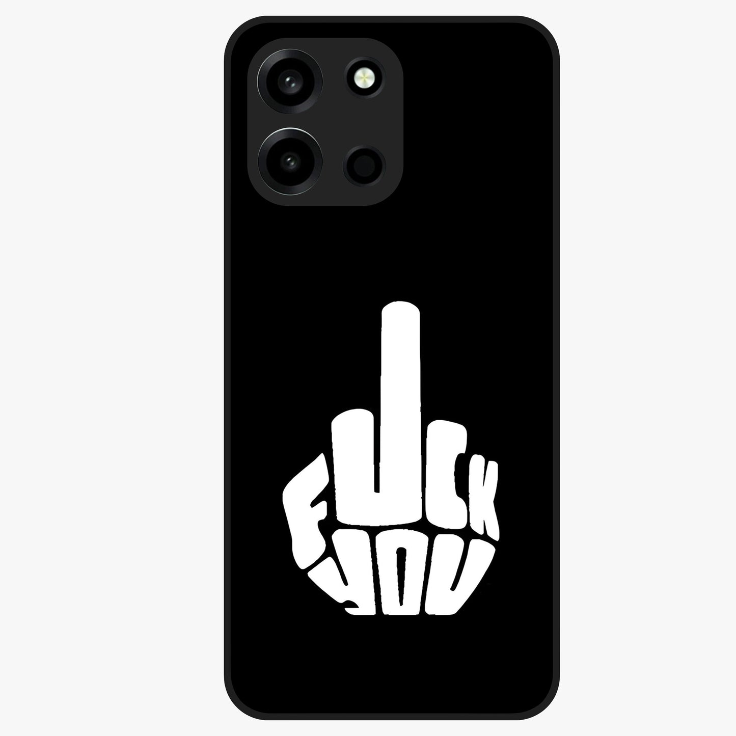 Rebel Mode On Glass Case showing flat back view with bold rebellious typography artwork and glossy glass finish.
