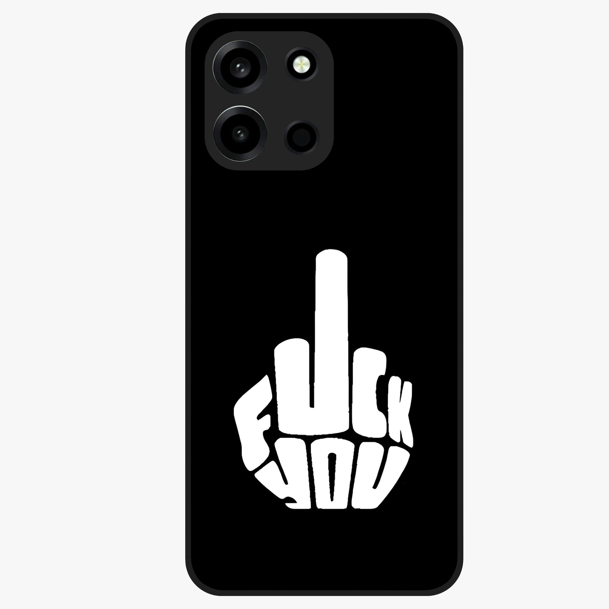 Rebel Mode On Glass Case showing flat back view with bold rebellious typography artwork and glossy glass finish.