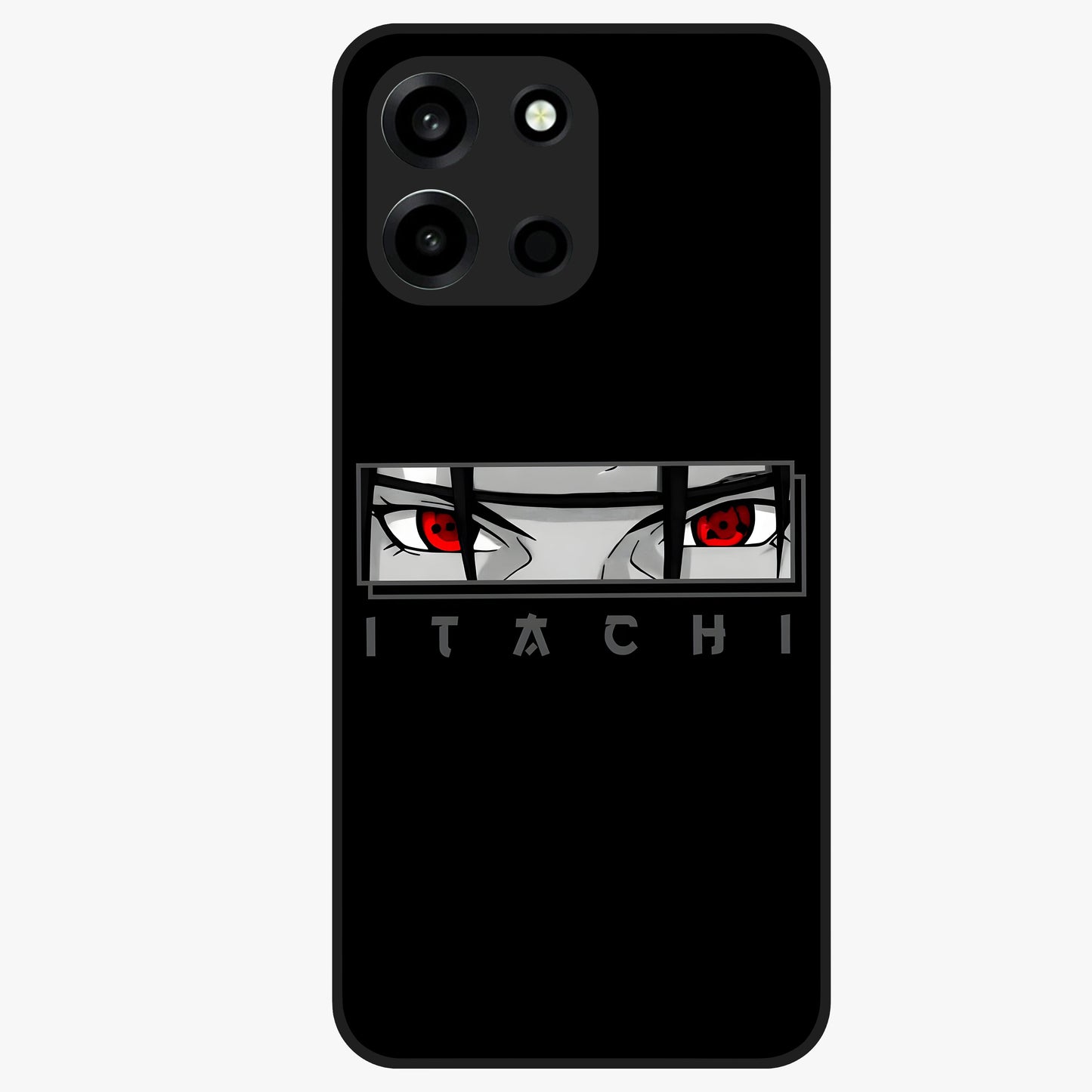 Scarlet Gaze Dominance Glass Case showing flat back view with striking red themed artwork and glossy glass finish.