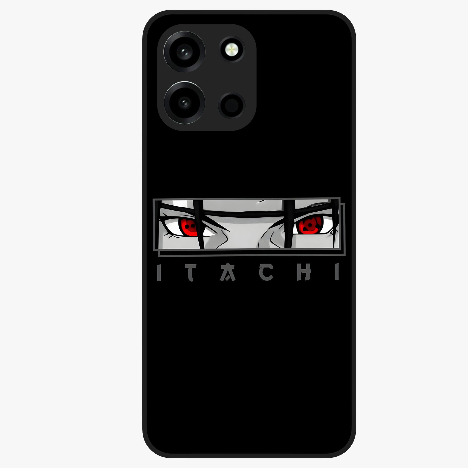 Scarlet Gaze Dominance Glass Case showing flat back view with striking red themed artwork and glossy glass finish.