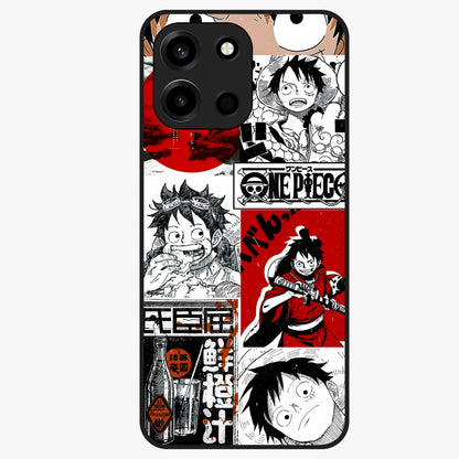 Strawhat Chaos Panels Glass Case showing flat back view with anime inspired chaos panel artwork and glossy glass finish.