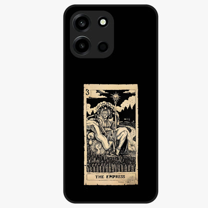 The Empress Glass Case showing flat back view with regal feminine artwork and glossy glass finish.