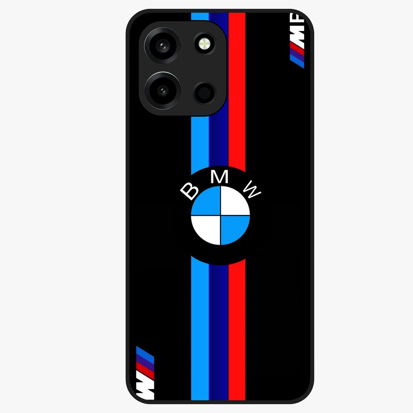 Turbo BMW Beast Glass Case showing flat back view with high performance sports car artwork and glossy glass finish.
