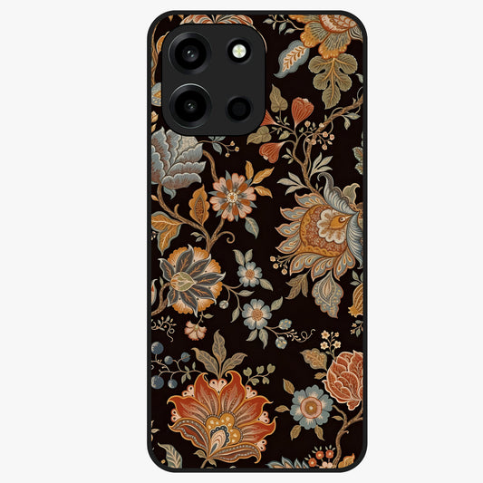 Vintage Floral Dream Glass Case showing flat back view with classic floral artwork and glossy glass finish.