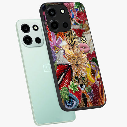 Beaded Fashion Jungle Glass Case displayed in angled mockup highlighting colorful fashion bead design and artistic pattern.