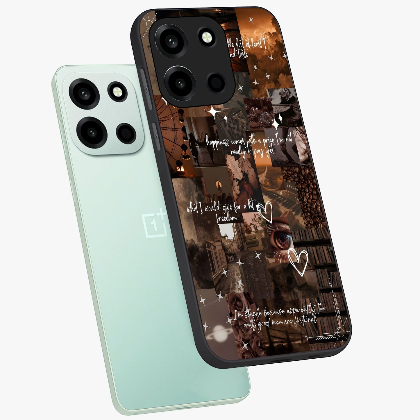 Bittersweet Aesthetic Chaos Glass Case displayed in angled mockup highlighting expressive abstract artwork and edgy aesthetic theme.