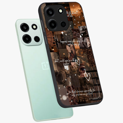 Bittersweet Aesthetic Chaos Glass Case displayed in angled mockup highlighting expressive abstract artwork and edgy aesthetic theme.
