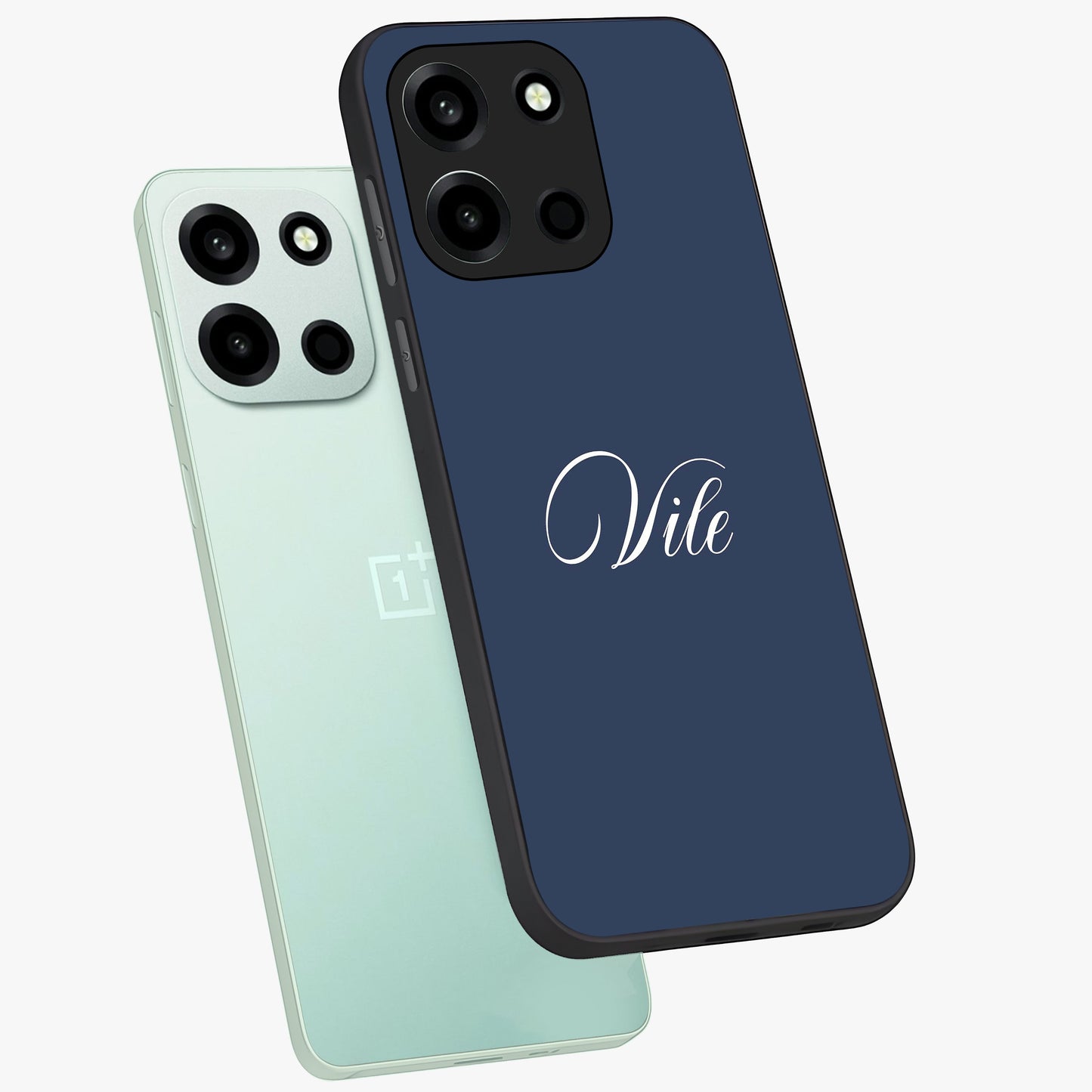 Blue Vintage Floral Pattern Glass Case showing flat back view with elegant vintage floral artwork and glossy glass finish.