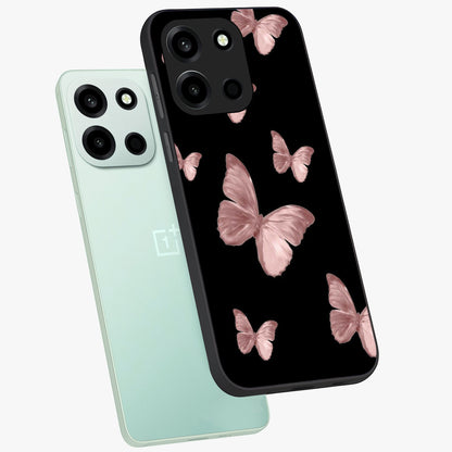 Butterfly Pattern Glass Case displayed in angled mockup highlighting delicate butterfly design and aesthetic pattern style.