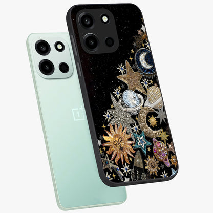 Cosmic Sparkle Dreams Glass Case displayed in angled mockup highlighting dreamy star sparkle design with celestial aesthetic.