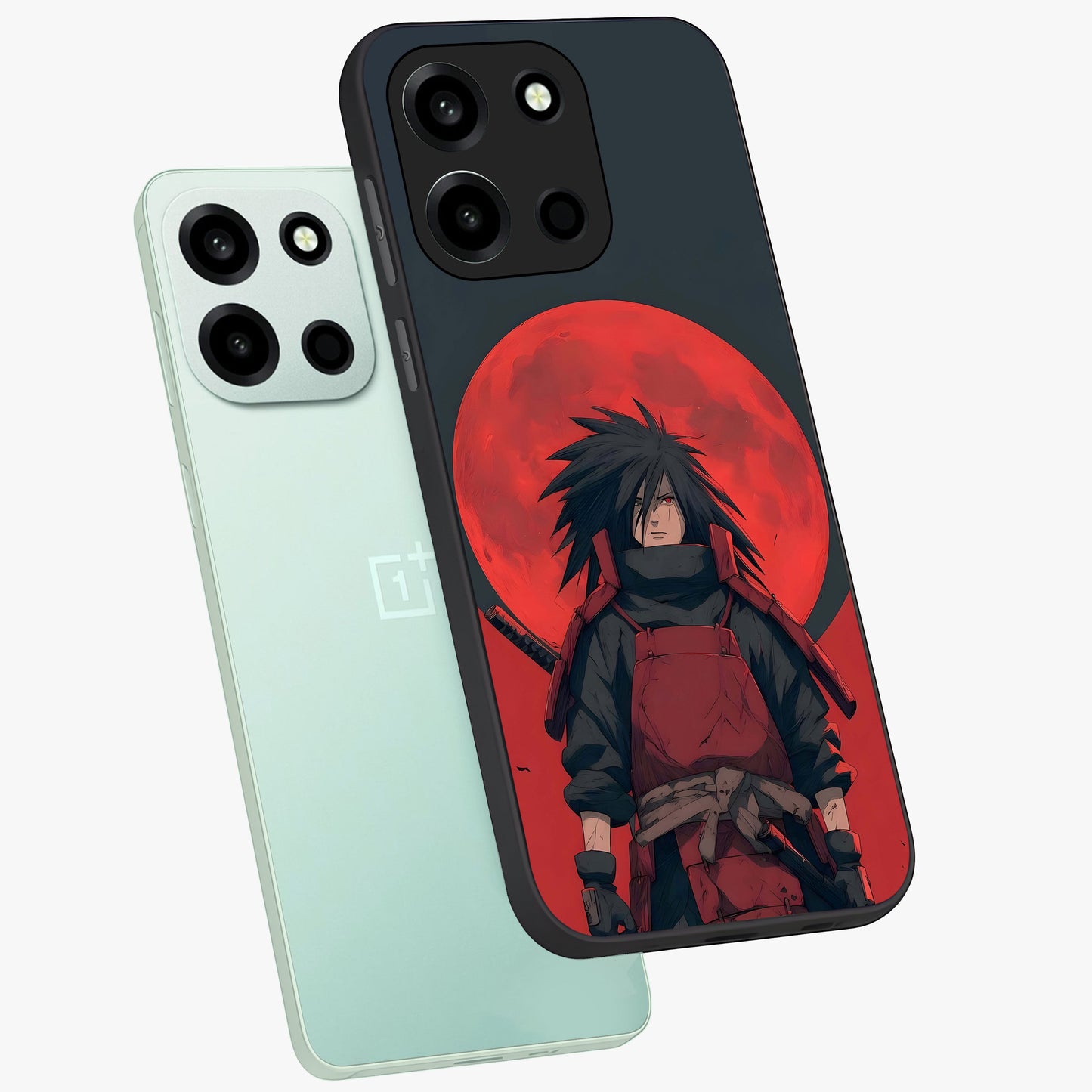 Crimson Moon Warlord Glass Case displayed in angled mockup highlighting dramatic crimson moon design with fantasy aesthetic.