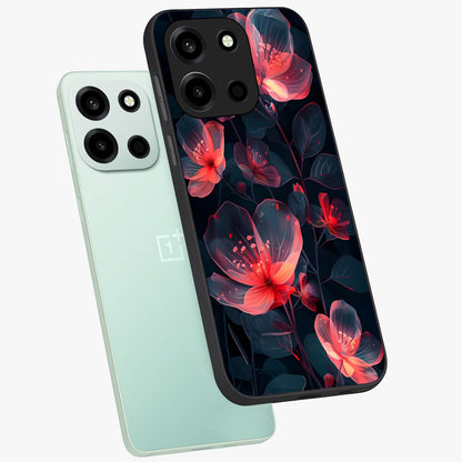 Dark Shade of Flower Glass Case displayed in angled mockup highlighting moody floral illustration with aesthetic dark tones.