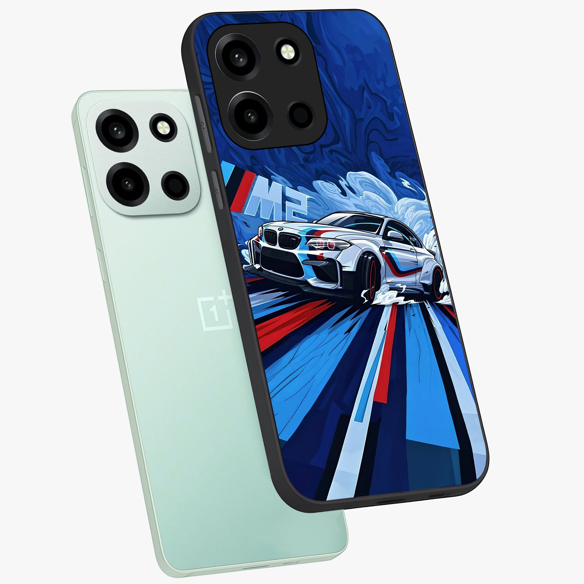 Drift Power Rush Glass Case displayed in angled mockup highlighting powerful drift car design with sporty aesthetic style.