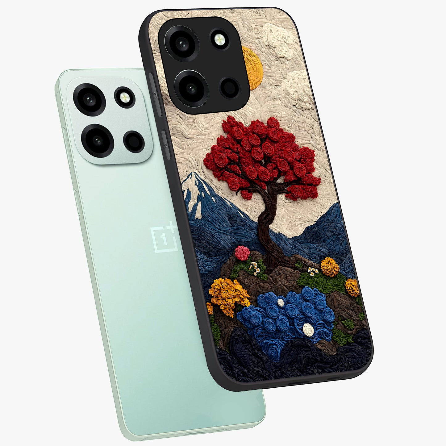 Eternal Nature Tapestry Glass Case displayed in angled mockup highlighting detailed botanical pattern with artistic aesthetic.