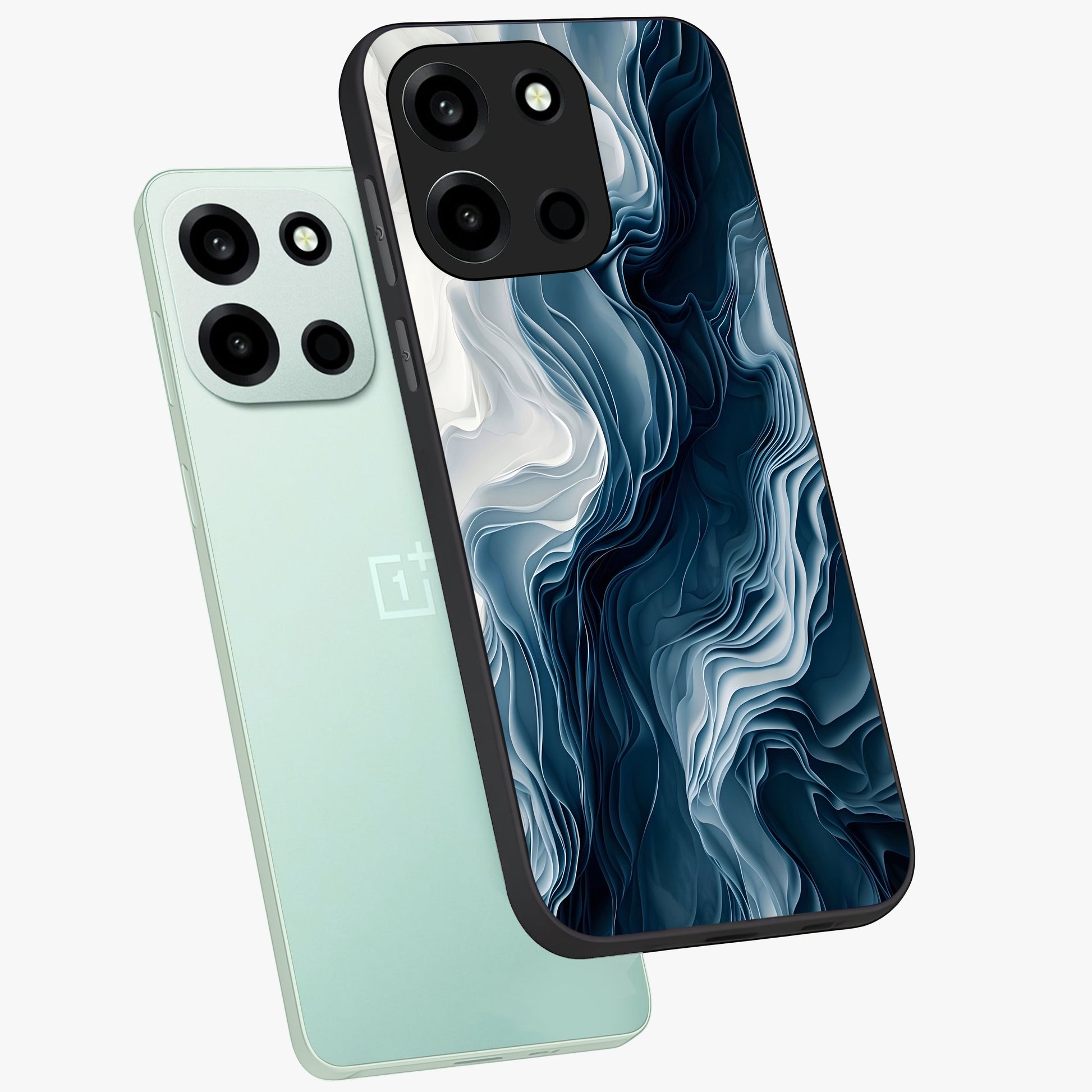 Ethereal Paper Marble Glass Case displayed in angled mockup highlighting elegant marble pattern with modern aesthetic style.