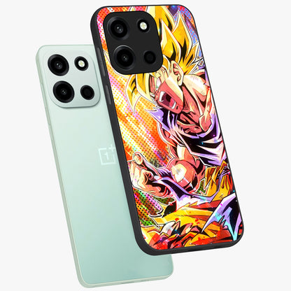 Firing Goku Glass Case displayed in angled mockup highlighting dynamic anime character design with action aesthetic.
