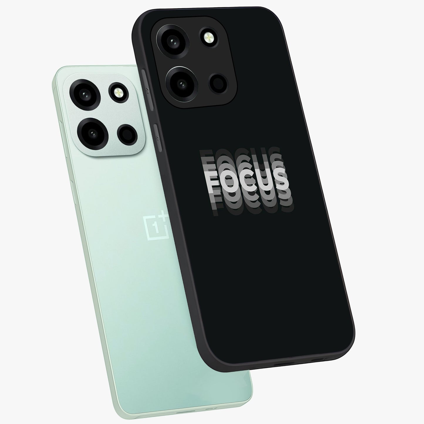 Focused Blade Discipline Glass Case displayed in angled mockup highlighting clean minimal text artwork with modern aesthetic style.