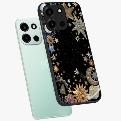 Galactic Jewel Stars Glass Case displayed in angled mockup highlighting shining celestial star design with cosmic aesthetic style.