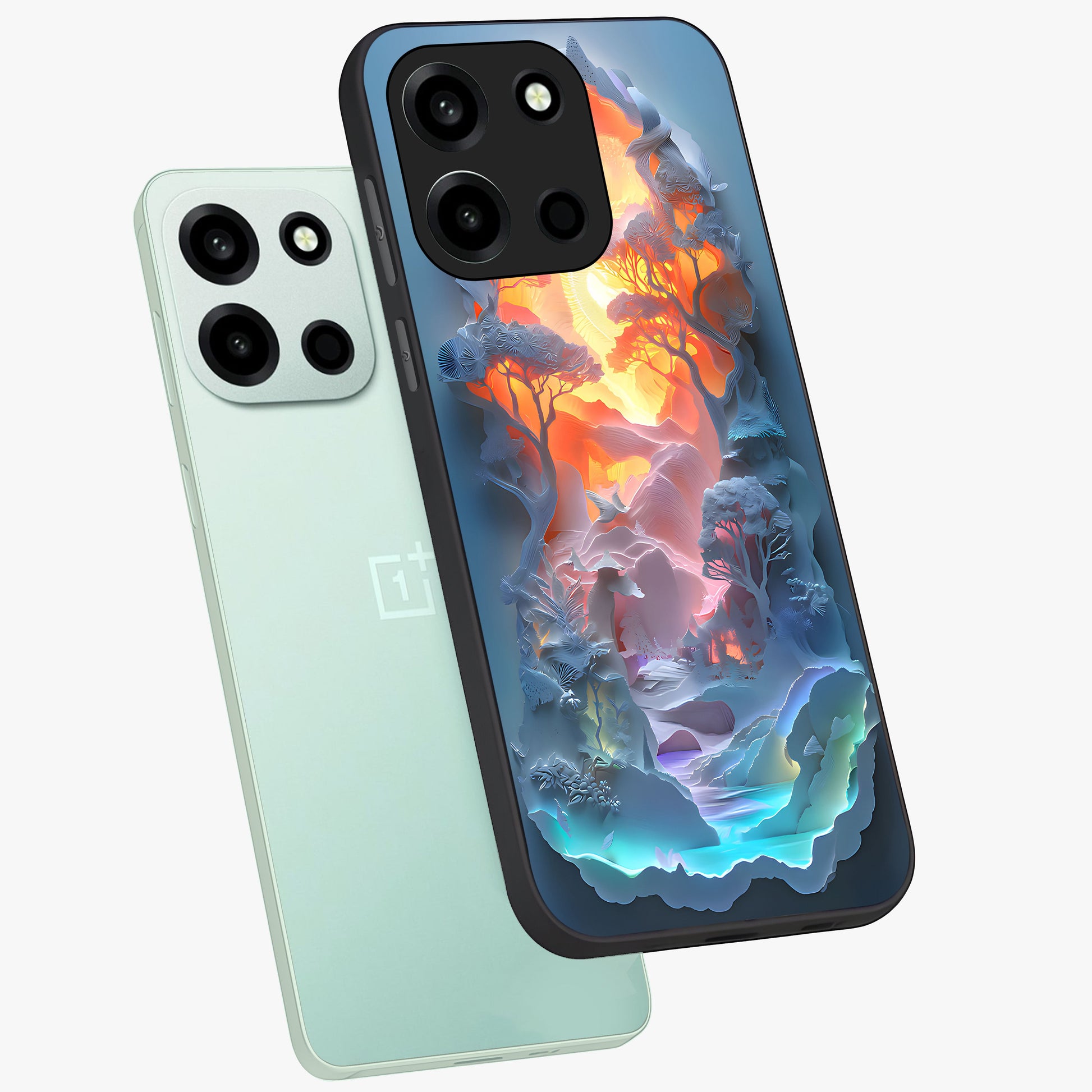 Glow Forest Portal Glass Case displayed in angled mockup highlighting mystical forest design with magical glowing aesthetic.
