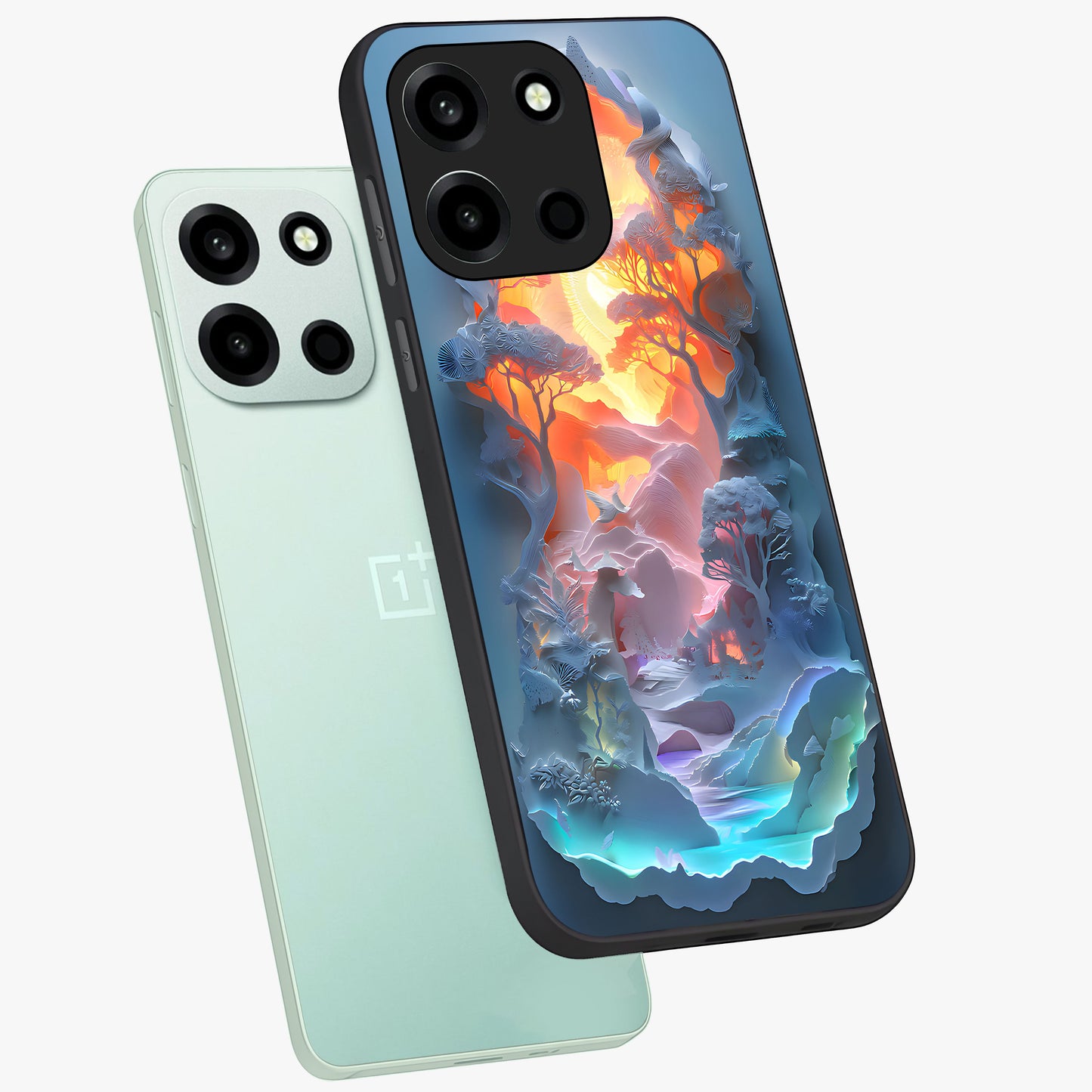 Glow Forest Portal Glass Case displayed in angled mockup highlighting mystical forest design with magical glowing aesthetic.