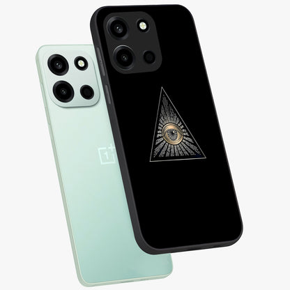 Illuminati Evil Glass Case displayed in angled mockup highlighting dark occult inspired design with bold aesthetic style.