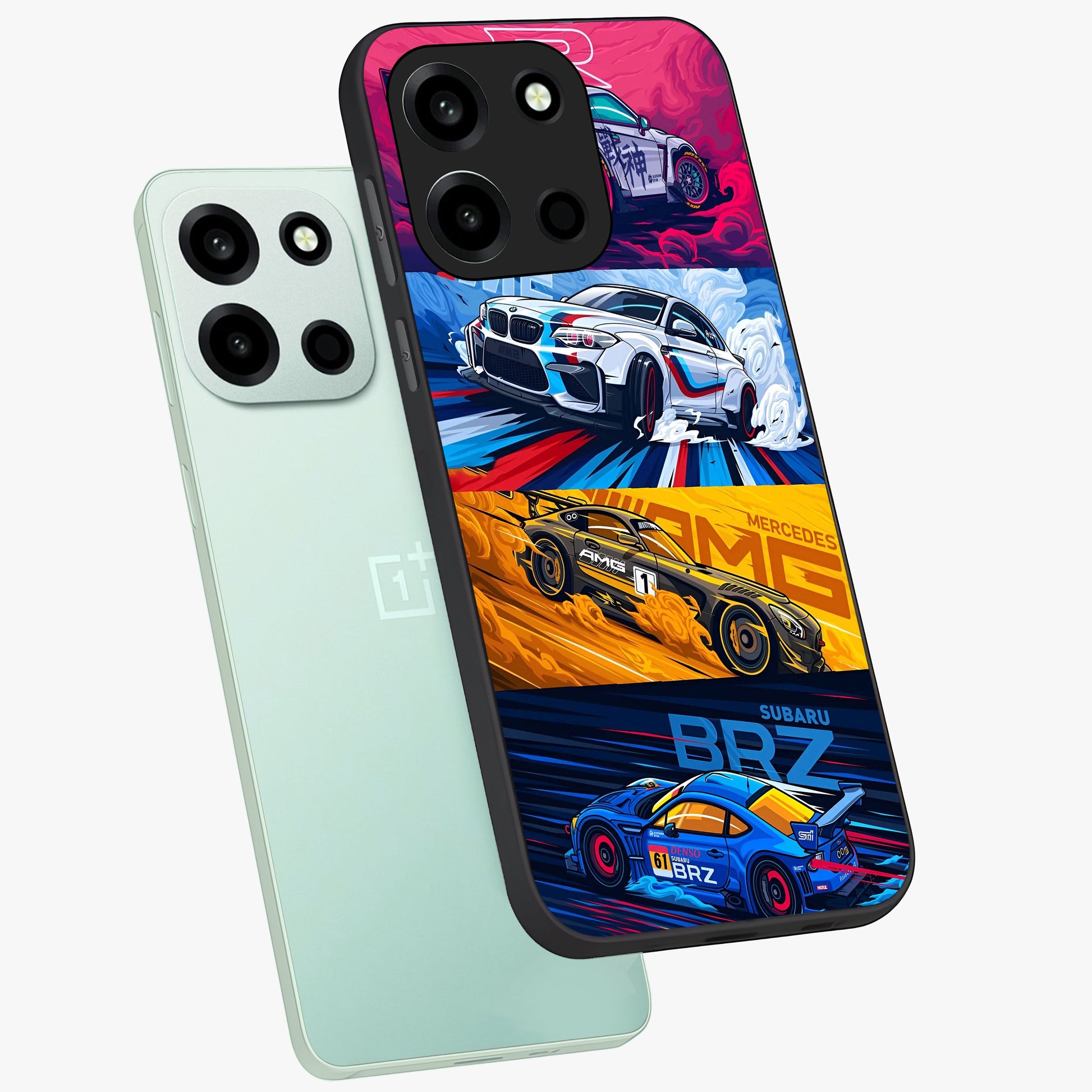 JDM Sports Car Glass Case displayed in angled mockup highlighting sleek Japanese racing car design with automotive aesthetic.