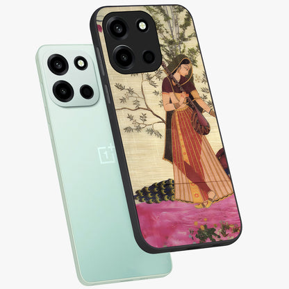 Lady With Veena Art Glass Case displayed in angled mockup highlighting graceful musical illustration with cultural artistic aesthetic.
