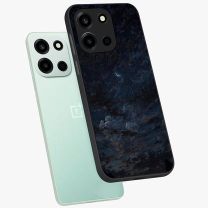 Lunar Veil Silence Glass Case displayed in angled mockup highlighting soft lunar design with peaceful celestial aesthetic.