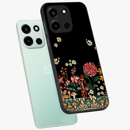 Midnight Bloom Pattern Glass Case displayed in angled mockup highlighting elegant flower design with midnight aesthetic style.