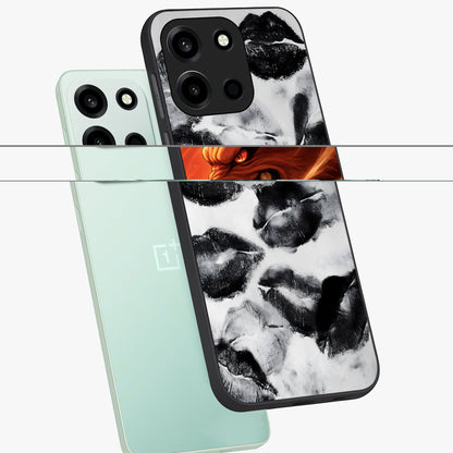 Midnight Kiss Marks Glass Case displayed in angled mockup highlighting playful romantic design with bold midnight aesthetic.