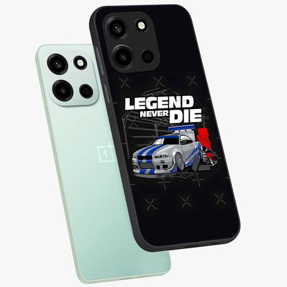 Midnight Racing Legacy Glass Case displayed in angled mockup highlighting dynamic automotive design with bold midnight aesthetic.
