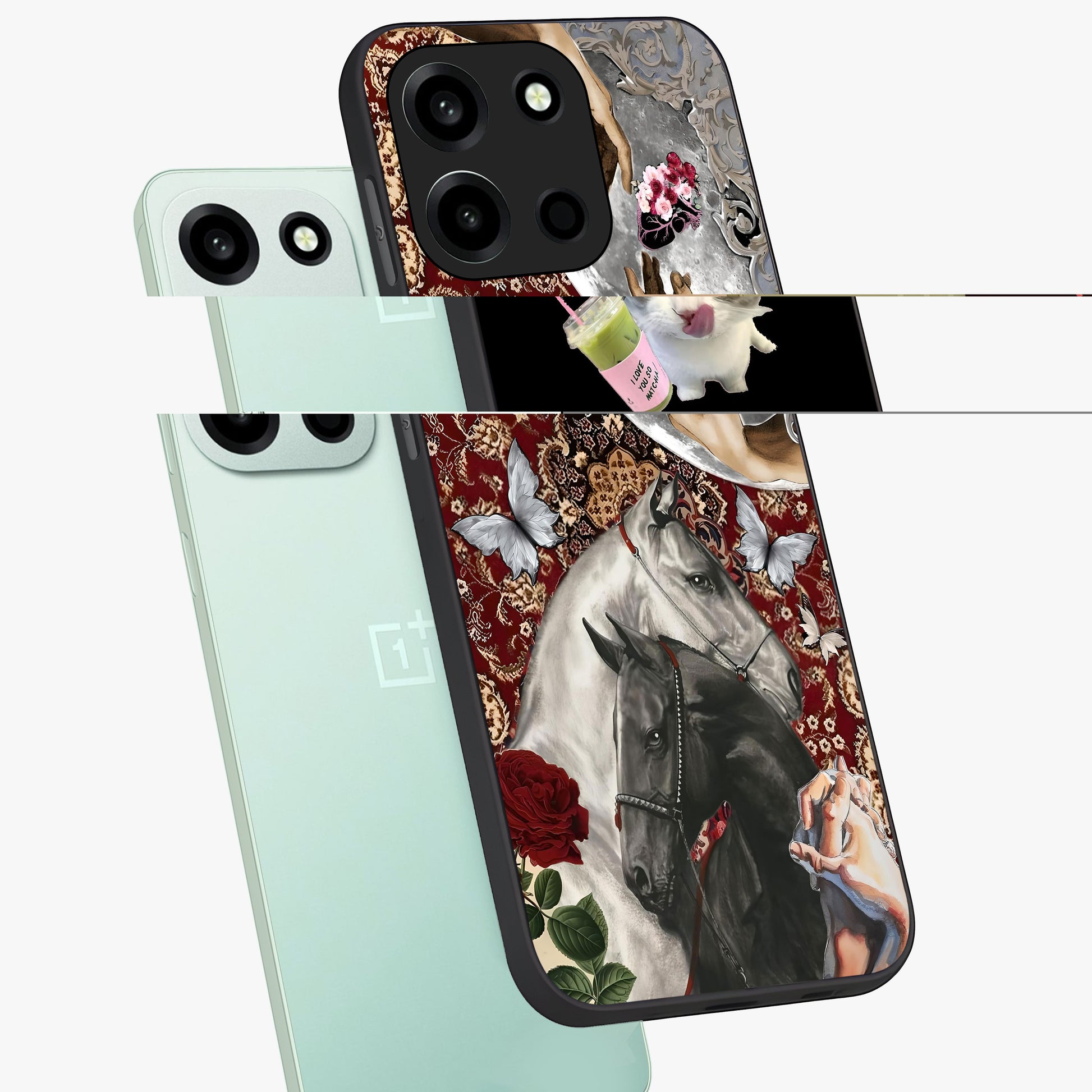 Moonlit Royal Stallion Glass Case displayed in angled mockup highlighting powerful stallion illustration with royal night aesthetic.