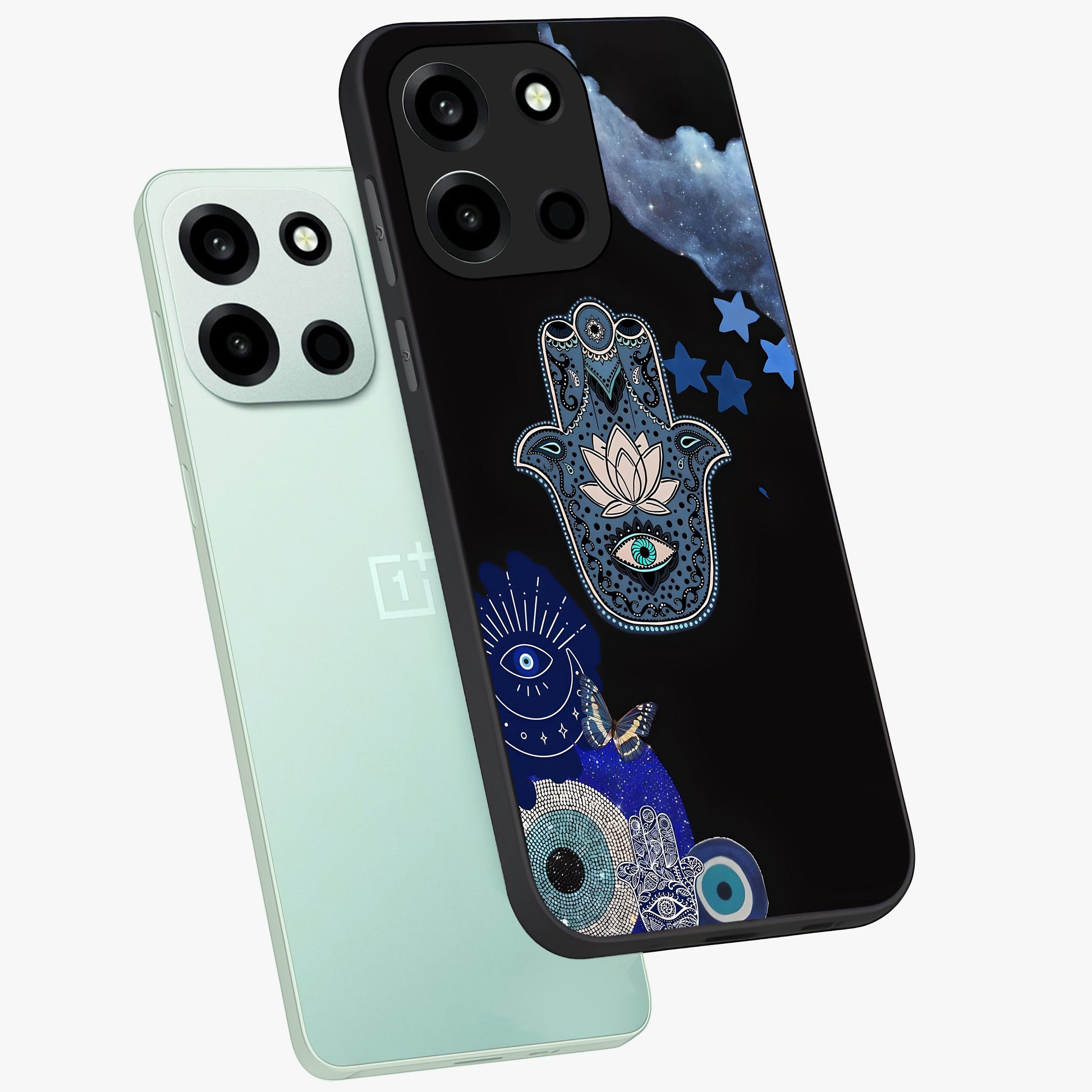 Mystic Hand Aura Glass Case displayed in angled mockup highlighting magical aura design with spiritual aesthetic style.