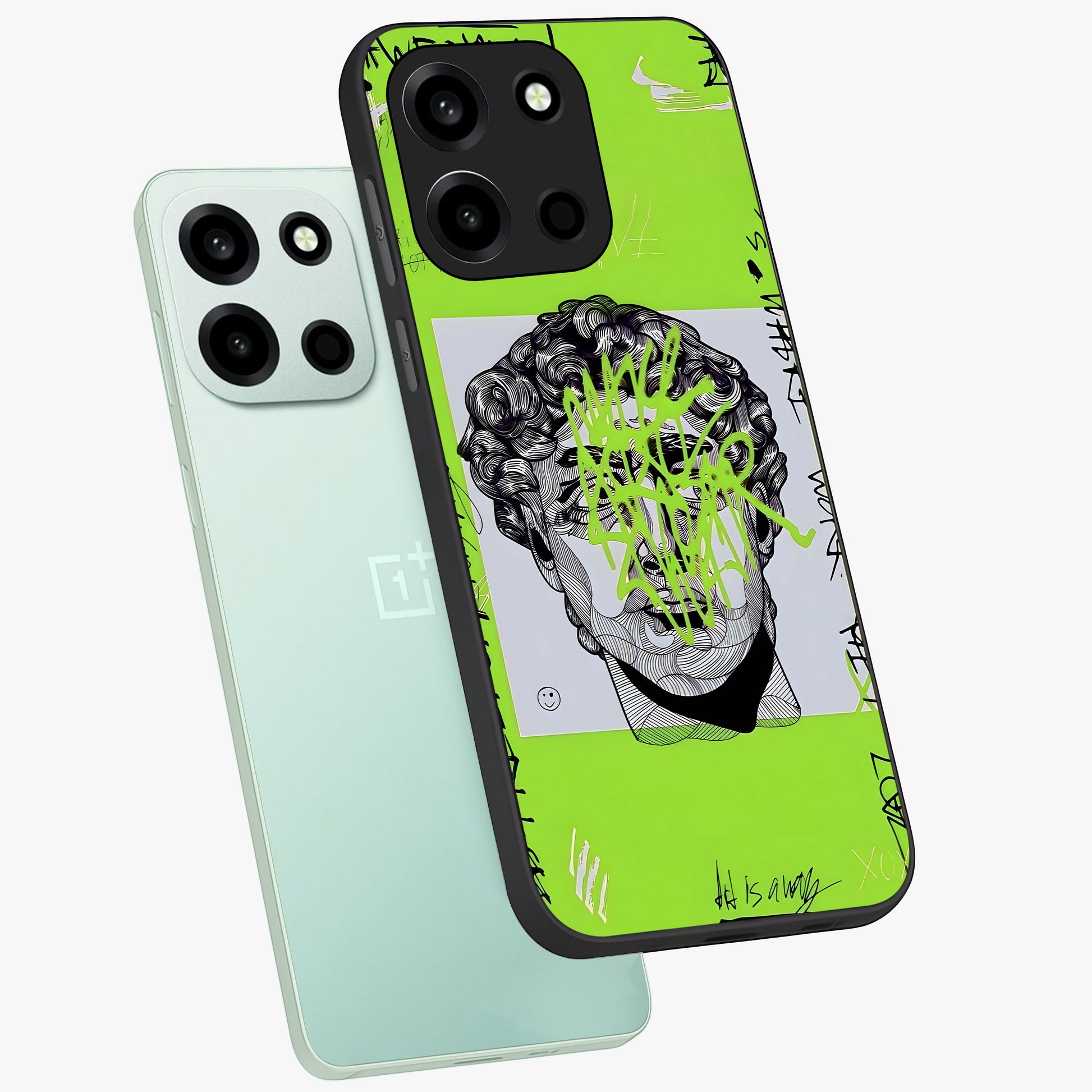 Neo Graffiti Rebellion Glass Case displayed in angled mockup highlighting urban street art design with rebellious aesthetic.