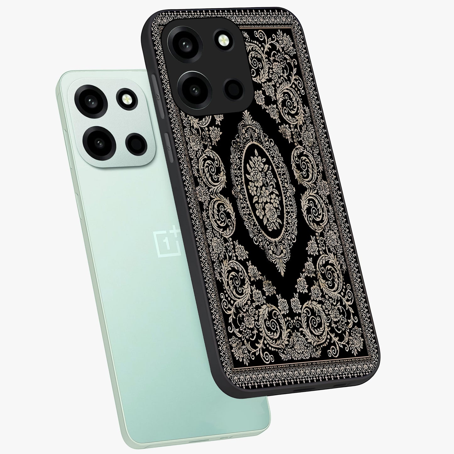 Noir Bloom Elegance Glass Case displayed in angled mockup highlighting refined flower design with stylish noir aesthetic.
