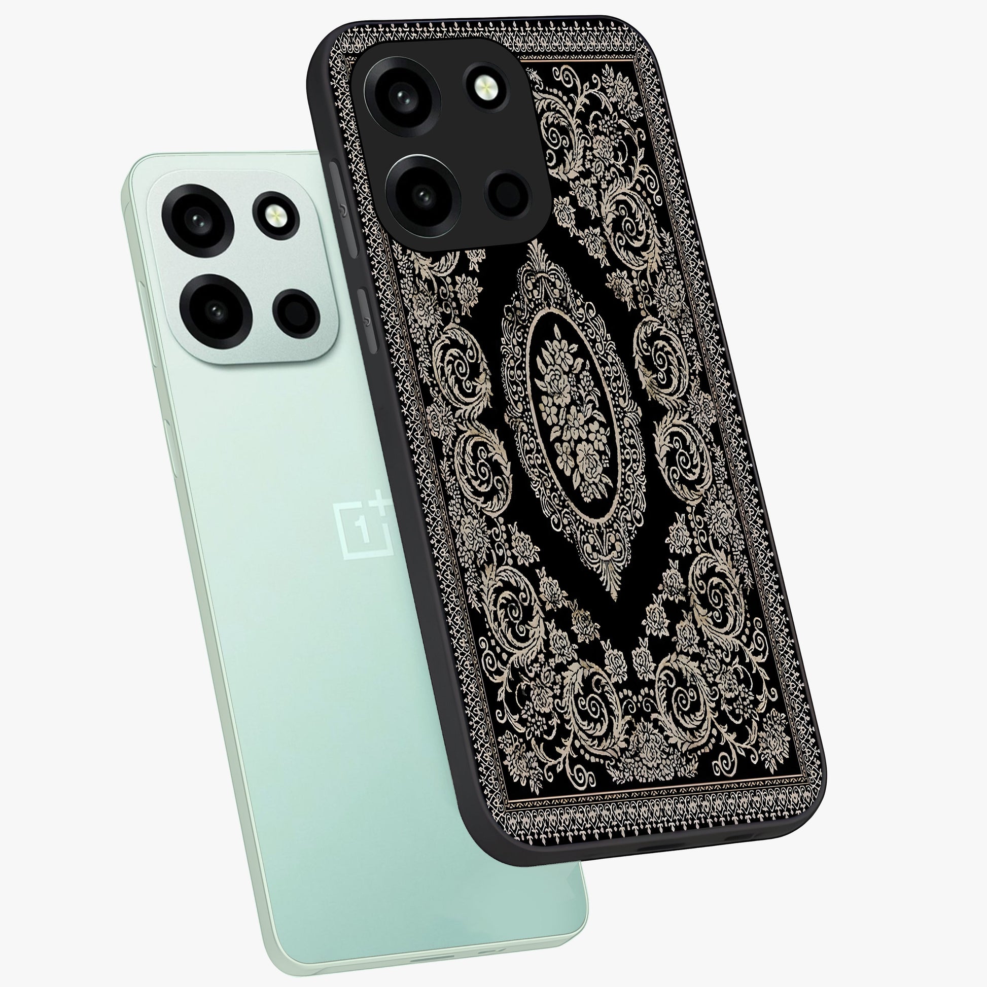 Noir Bloom Elegance Glass Case displayed in angled mockup highlighting refined flower design with stylish noir aesthetic.