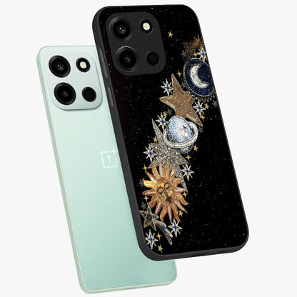 Pearls Universe Object Glass Case displayed in angled mockup highlighting celestial pearl design with dreamy aesthetic.