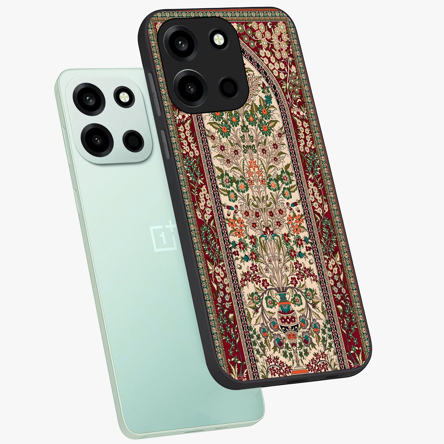 Persian Inspired Glass Case displayed in angled mockup highlighting intricate traditional design with elegant cultural aesthetic.