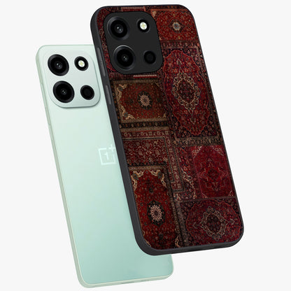 Persian Velvet Tale Glass Case displayed in angled mockup highlighting ornate textile inspired design with royal aesthetic.